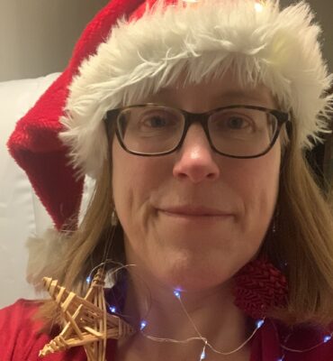 Mags Kalaugher with a santa hat
